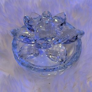 NEW crystal lotus flower keepsake trinket vanity jar container box
